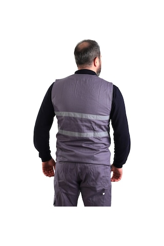 Eser - V Yaka Gabardin Yelek - İş Yeleği - Gri