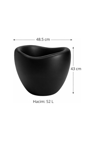 Omnipazar So-lle Lale Saksı Dekoratif Modern Plastik İç Kovalı 52 Litre Siyah