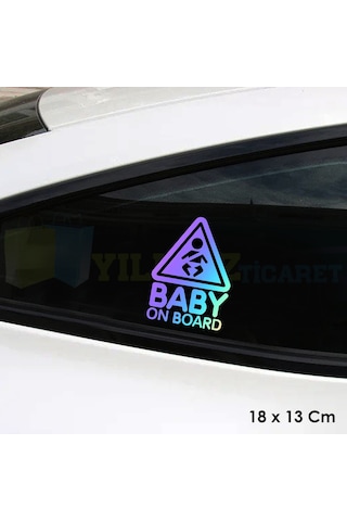 Dikkat Arabada Bebek Var Hologram Oto Sticker Çıkartma Etiket