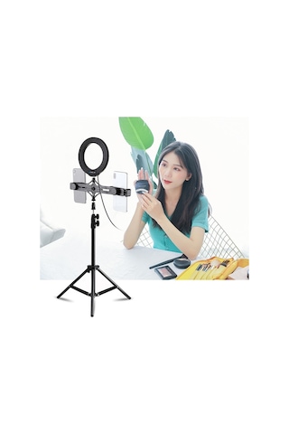 Puluz 1.1 M Çift Telefon Tutucu 6.2 CM Led Işık Youtuber Stand