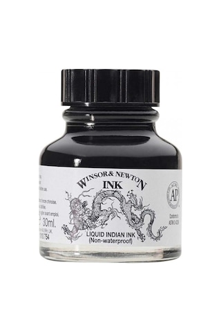 Winsor & Newton Çizim Mürekkebi 30ml Liquid Indian 754 Siyah