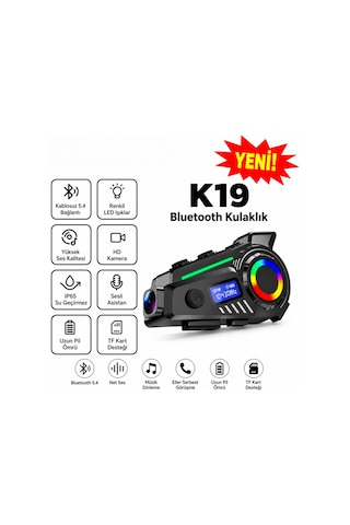 Glr K19 Kameralı Kask Kulaklığı Motosiklet İnterkom Bluetooth 5.4 Gps Sürüş Kayıt Cihazı
