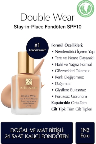 Estee Lauder Double Wear Make Up Fondöten 1N2 Ecru 30 ML