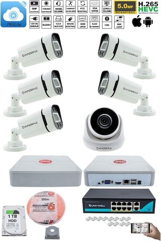 Ip Güvenlik Kamera Seti - 1 İç Mekan , 5 Dış Mekan Kdj-1ın5out-v2