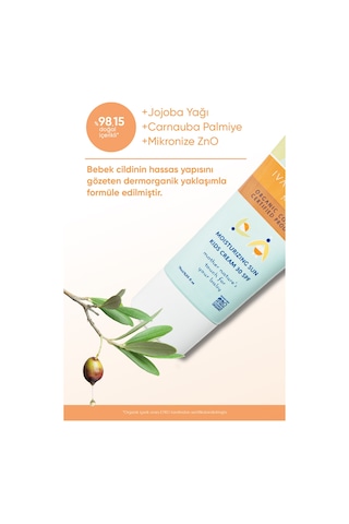 İva Natura Organik Mineral Filtreli 30 SPF Çocuk Güneş Kremi Çinko Oksit İçerikli – Hassas Ciltler İçin – 75 ML