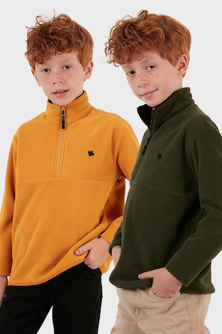 Lela Yumuşak Dokulu Fermuarlı Dik Yaka Şardonlu 2'Li Paket Çocuk Polar 5905002S2 Haki-Hardal