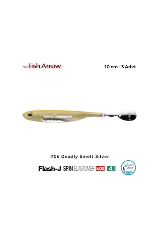 Fish Arrow Flash J Spin Elastomer 10cm 4'' 06 Deadly Smelt Silver Silikon Balık 3 Adet
