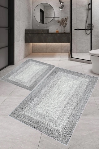 Eliana Home Dijital Baskı 2'li Banyo Paspas Takımı Lna5-1765 100x60 Ve 60x50 Cm Gri