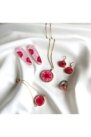 Ronik Altın Kaplama Kolye Küpe Bileklik Yüzük ve Saç Tokası Altın