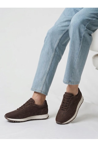 Shoetyle - Hakiki Nubuk Deri Kahverengi Erkek Sneaker - 666-02-18-1455 Kahve Rengi