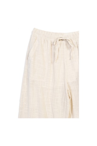 Beli Lastikli Bağcıklı Pantolon Natürel