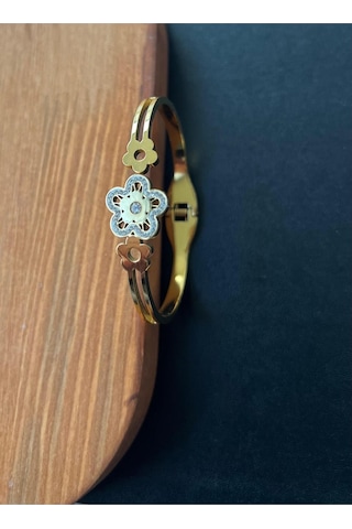 Kadın 316 L Gold Renk Paslanmaz Çelik Bileklik Altın