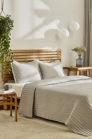 Kaşmir Home Amelia Tek Kişilik Yatak Örtüsü Takımı Gri Gri