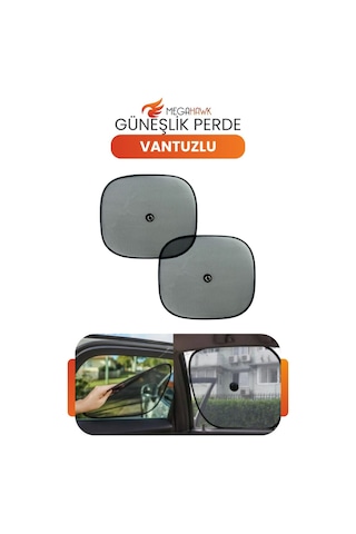 Araç Yan Cam Güneşlik 2 Li Set Statik Vantuzlu Oto Cam Perdesi Uv Koruyucu 44x39 Mm