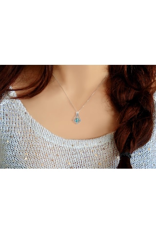 Pırlanta Lilarote Safir Taşlı Gümüş Kolye