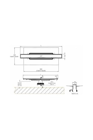 Hüppe Galata A Duş Kanalı Yandan Çıkışlı 60 Cm Mat Satine Satin