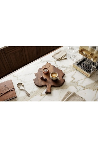 Fam Wood Art Ahşap Çınar Yaprağı ,organizer,çok Amaçlı Stand Kesme Tahtası 21 Cm X 28 Cm Kahverengi