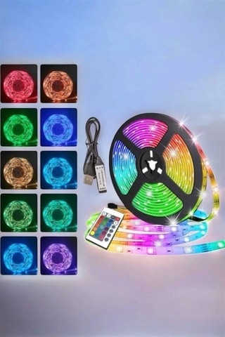 Bfs Yeni Nesil Rgb Işıklı 10metre Şerit Led Kumandalı Şarj Edilebilir Çok Renkli