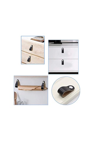 Deri Kulp, Dolap Deri Kulpu, Vidalı Deri Kulp, Yumuşak Deri Kapı Kolu, Montajı Kolay, 4 Adet A'ya Uygundur