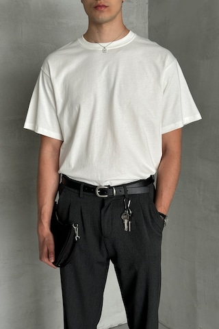 Hyman Erkek %100 Pamuk Oversize Basic T-shirt Beyaz