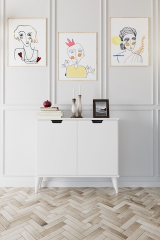 Elegant 2 Kapaklı Dekoratif Konsol Beyaz