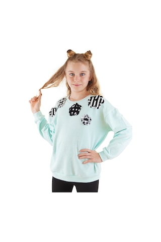 Denokids Mshb&g Çiçekler Kız Çocuk Mint Sweatshirt Çok Renkli