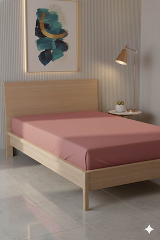 %100 Pamuk Ranforce Premium Tek Kişilik Çarşaf - Pudra Pudra