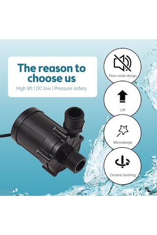 Vkemall Dc24v 30w 12m Yükseklikli 700l/h Akışlı Ip68 Koruma 90 Seramik Eksenli Yüksek Basınçlı Su Pompası Bulaşık Makinesi, Font, Bahçe, Su Isıtıcı