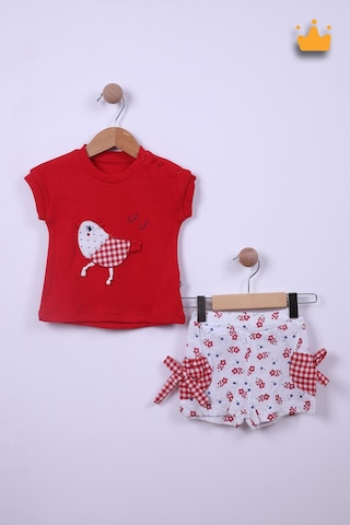 Babyhola %100 Pamuk Kız Bebek Çocuk Tavuklu Şortlu 2'li Takım 2318 001