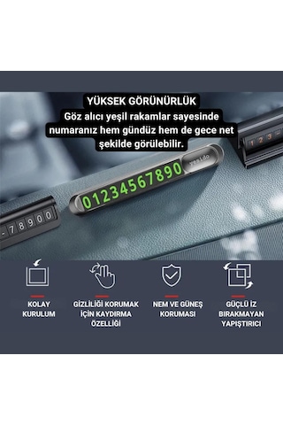 Polham Metal Araç İçi Geçici Park Numaratörü, Gizlenebilir Numaralı, Fosforlu, Manyetik Numaralı Numaratör