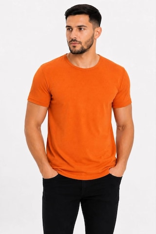 Wear Vexel Erkek Basic Tişört Bisiklet Yaka Kısa Kol Günlük Yazlık Slim Fit T-shirt - Turuncu Çok Renkli