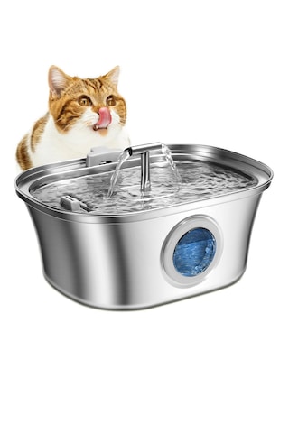 3.2 L Çiftli Paslanmaz Çelik Kedi Köpek İçin Otomatik Su Pınarı Su Çeşmesi Su Sebili Sessiz Pompalı