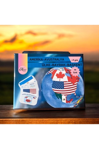 Amerika-avustralya Ülkeleri-harita-bayrak-başkent Kartları