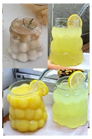 Üzüm Kabartmalı Isıya Dayanıklı Pinterest Borosilikat Cam Bardak 2 Adet