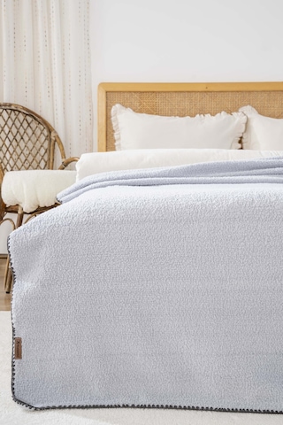 Açık Gri Valencia Sherpa Çift Kişilik Peluş Battaniye Gri