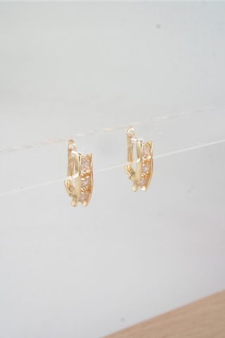 Byzeynaaksesuar Kadın Özel Tasarım Zirkon Taşlı 2'li Minimal Küpe 0017 Çok Renkli