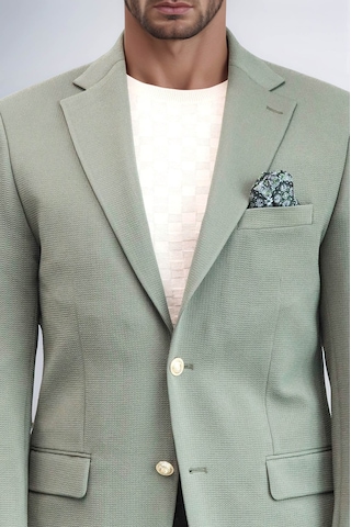 Haki Yeşil Kendinden Desenli Örme Altın Renk Metal Düğmeli Slim Fit Erkek Blazer Ceket - Wessi Green