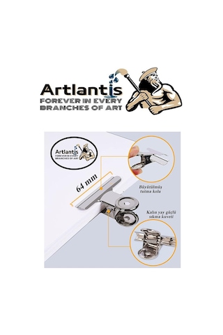 Artlantis Yaylı Askılı Maşa Klips 64 MM 12 Adet Metal Beyaz Kıskaç
