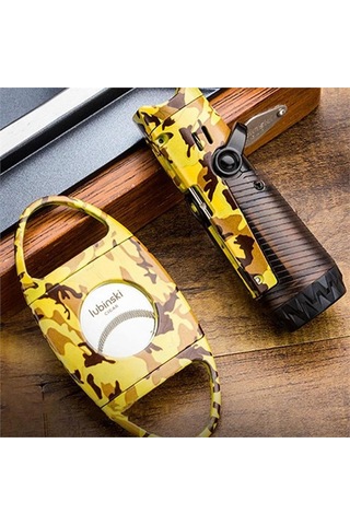 Lubinski Yeni Seri Çakmak Ve Kesici Puro Seti Camo Yellow Lb-717