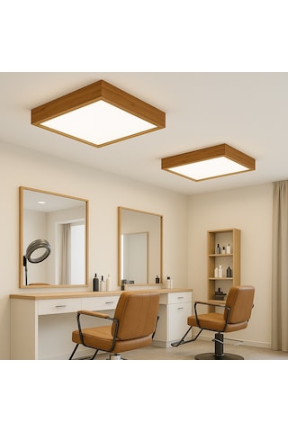 Ahşap Çerçeveli Led Panel Aydınlatma Enerji Tasarruflu Avize 60 60 Cm 3200k Gün Işığı Ahşap