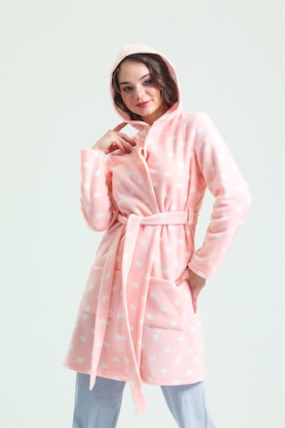 Magic Form 35252 Kadın Kapişonlu Polar Sabahlık-pembe Pembe