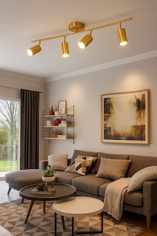 Spoti 4'lü Eskitme Renk Beyaz Işık Modern Tasarım Salon - Mutfak - Banyo Spot Ledli Sıralı Avize Eskitme