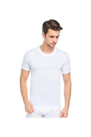 Cennetoğlu Erkek Slim Fit Sıfır Yaka Fanila T-shirt 3'lü Paket Beyaz Beyaz