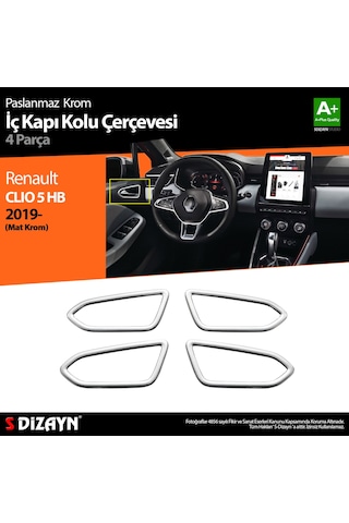 S-Dizayn Renault Clio 5 Krom İç Kapı Kolu Çerçevesi 4 Prç. 2019 V