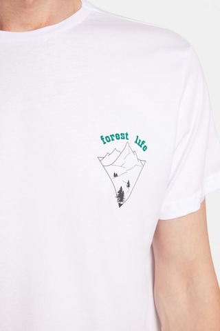 Tudors Erkek Slim Fit Dar Kesim %100 Pamuk Yumuşak Dokulu Baskılı Beyaz Bisiklet Yaka Tişört-34851 Beyaz