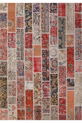 Çam Halı Siesta Patchwork 32-457 Etnik Eskitme Desenli Dokuma Tabanlı Yıkanabilir Şönil Salon Ve Oda Halısı Multi 24