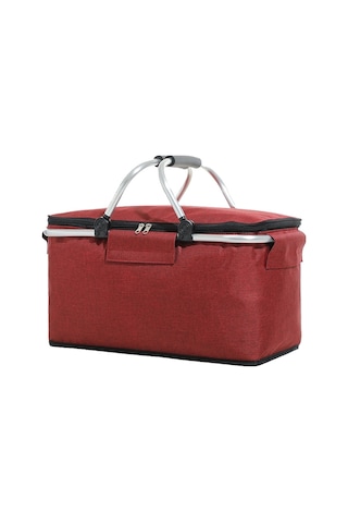 Katlanır Piknik Sepeti Oxford Kumaş Yalıtımlı Sepet Çok Fonksiyonlu Piknik Çantası-kırmızı Kırmızı
