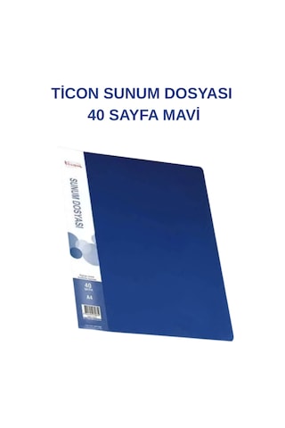 40 Lı Sunum Dosyası Şeffaf Poşet Dosya Okul, Ofis Ve Arşiv Kullanımı Mavi Mavi