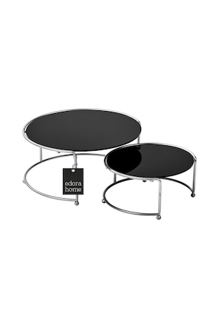 Gümüş Sunumluk 2'li Küçük Boy Metal Sunumluk Hediyelik Dekorasyon İkramlık / Siyah Pleksi / Paslanmaz