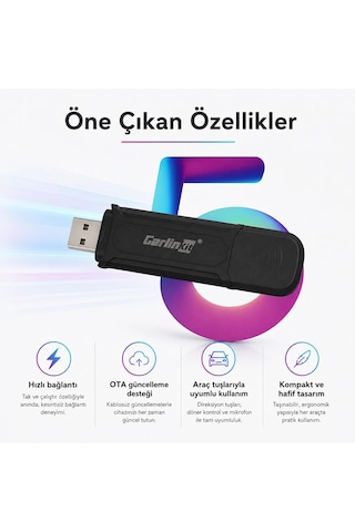 Carlinkit Mini 5 Pro Bluetooth & Wi-fi Kablosuz Carplay Çevirici